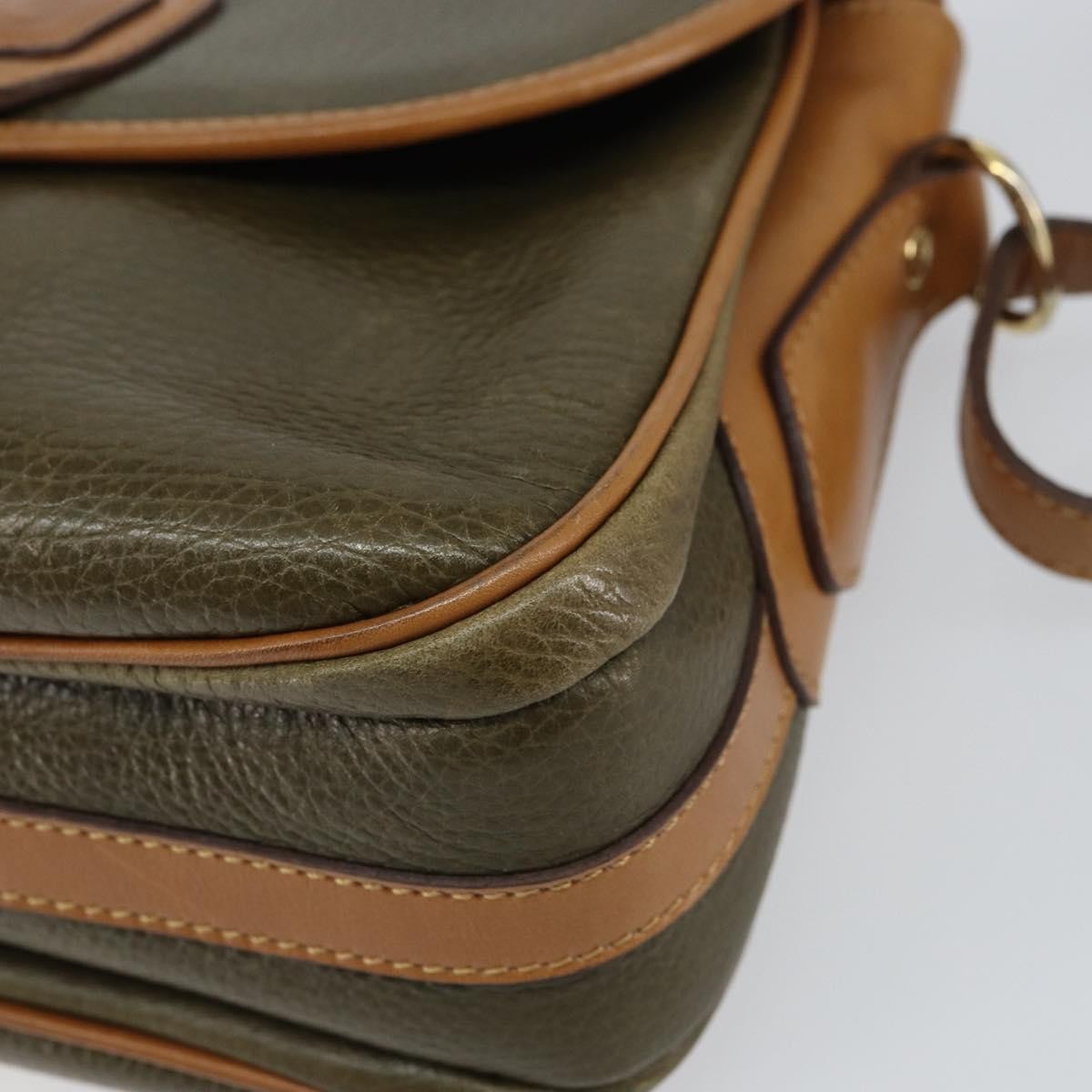 Celine Vintage Shoulder Bag Leather, KHAKI, LEATHER, Shoulder bag