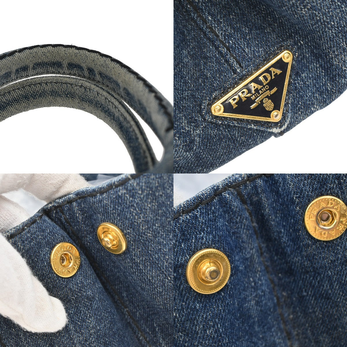 Prada Canapa Open Tote Denim, BLUE, DENIM_JEANS, Tote bag