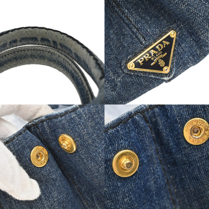 Prada Canapa Open Tote Denim, BLUE, DENIM_JEANS, Tote bag