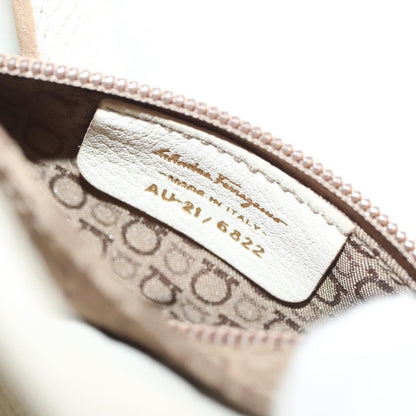 Salvatore Ferragamo Gancini handbag Leather, WHITE, LEATHER, Handbag