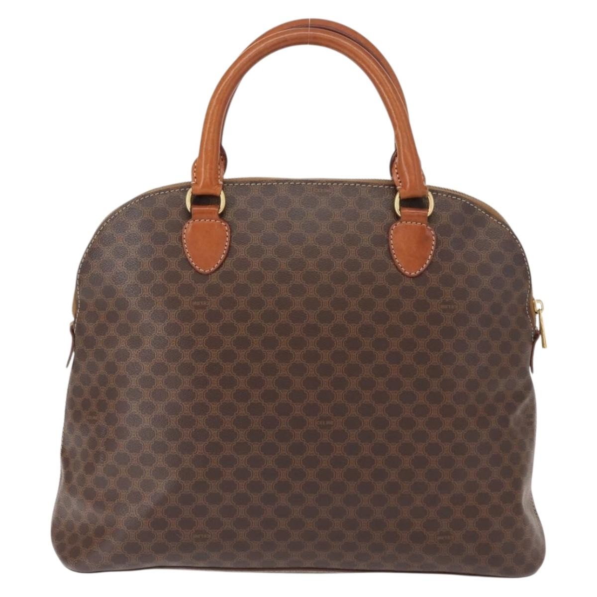 Celine Vintage Macadam Handbag Canvas, BROWN, CANVAS, Handbag