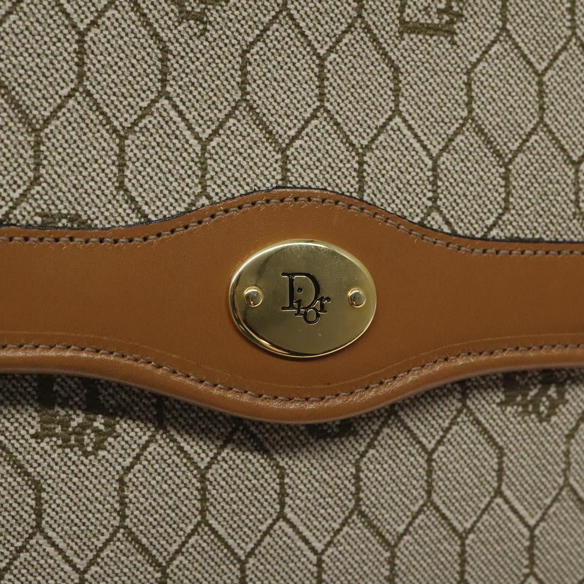 Christian Dior Vintage Honeycomb Flap Crossbody Bag Coated Canvas, BEIGE, CANVAS, Crossbody bag