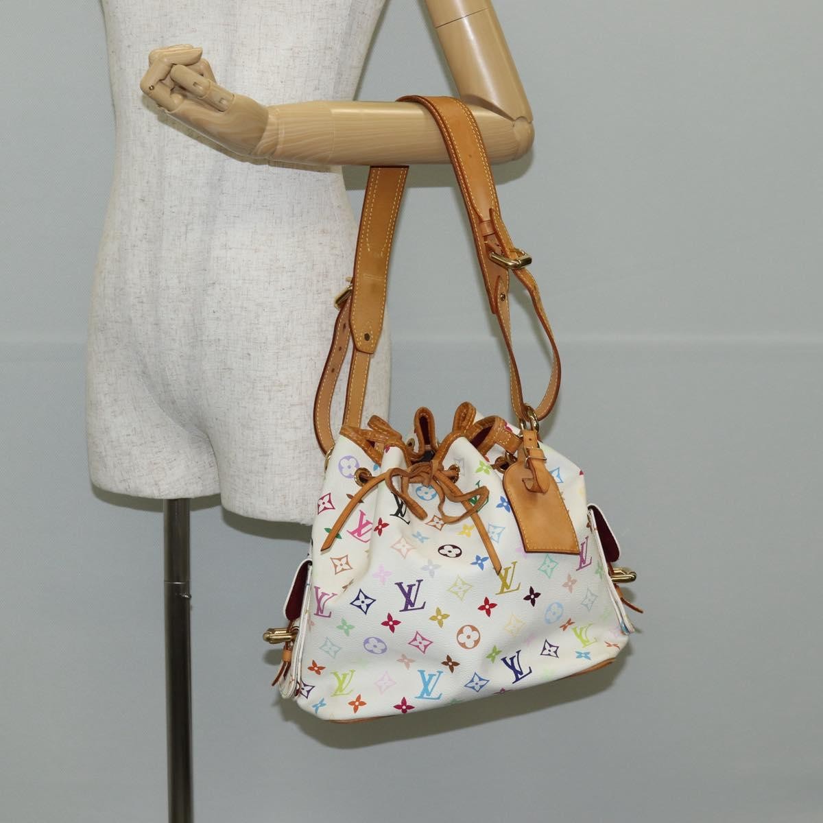 Louis Vuitton Petit Noe Handbag Monogram Multicolor, WHITE, CANVAS, Handbag