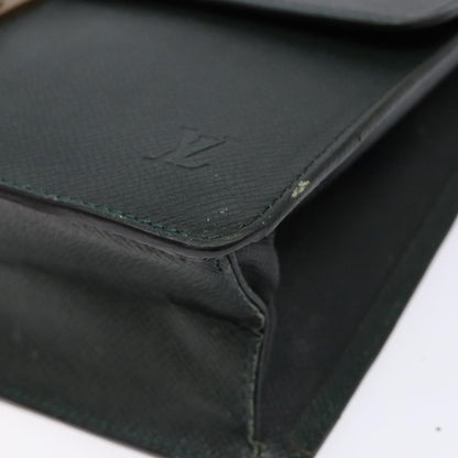 Louis Vuitton Kourad Pouch Taiga, GREEN, LEATHER, Clutche & pouche