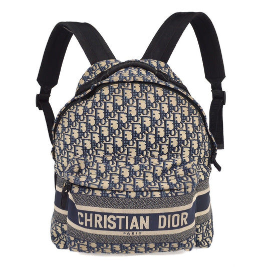 Christian Dior Travel Backpack Oblique Canvas, BLUE, CANVAS, Backpack