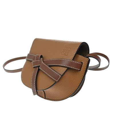 Loewe Gate Shoulder Bag Leather, BROWN, LEATHER, Shoulder bag