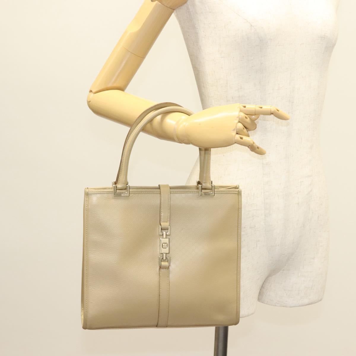 Gucci Vintage Jackie Handbag Leather, BEIGE, LEATHER, Handbag