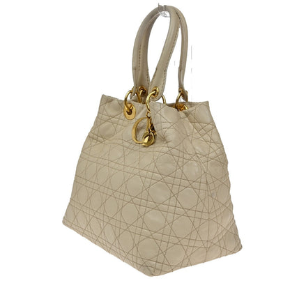 Christian Dior Lady Cannage Tote Leather, BEIGE, LEATHER, Tote bag