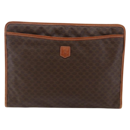 Celine Macadam Pochette Canvas, Brown, Canvas, Clutch