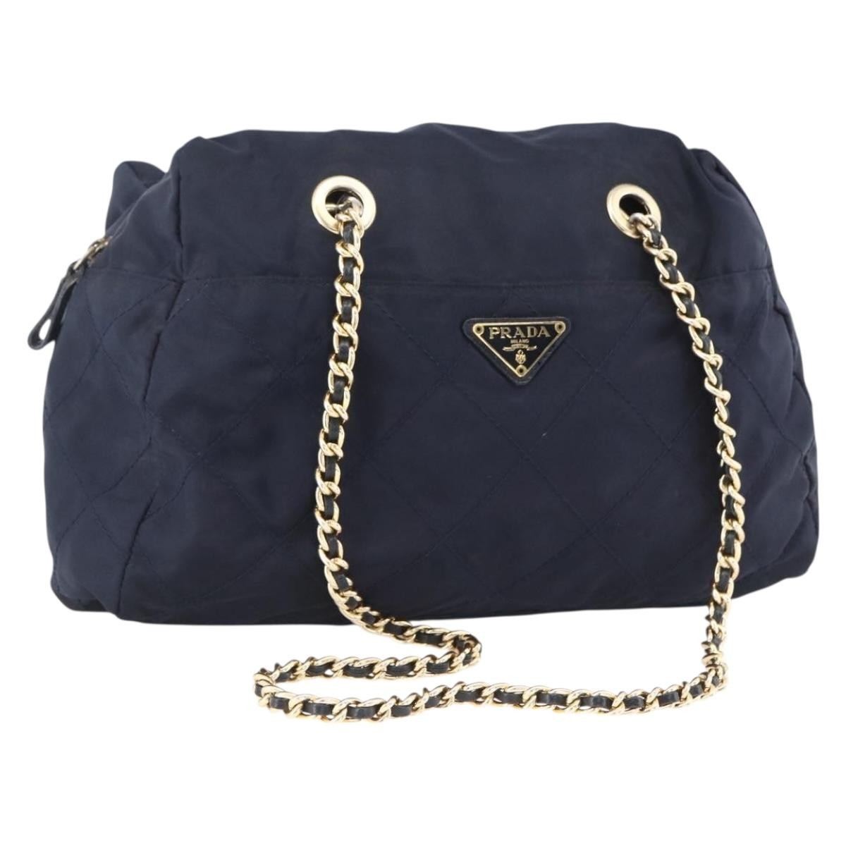 Prada Re-Edition 1995 Chain Tote Quilted Re-Nylon, NAVY, NYLON, Shoulder bag