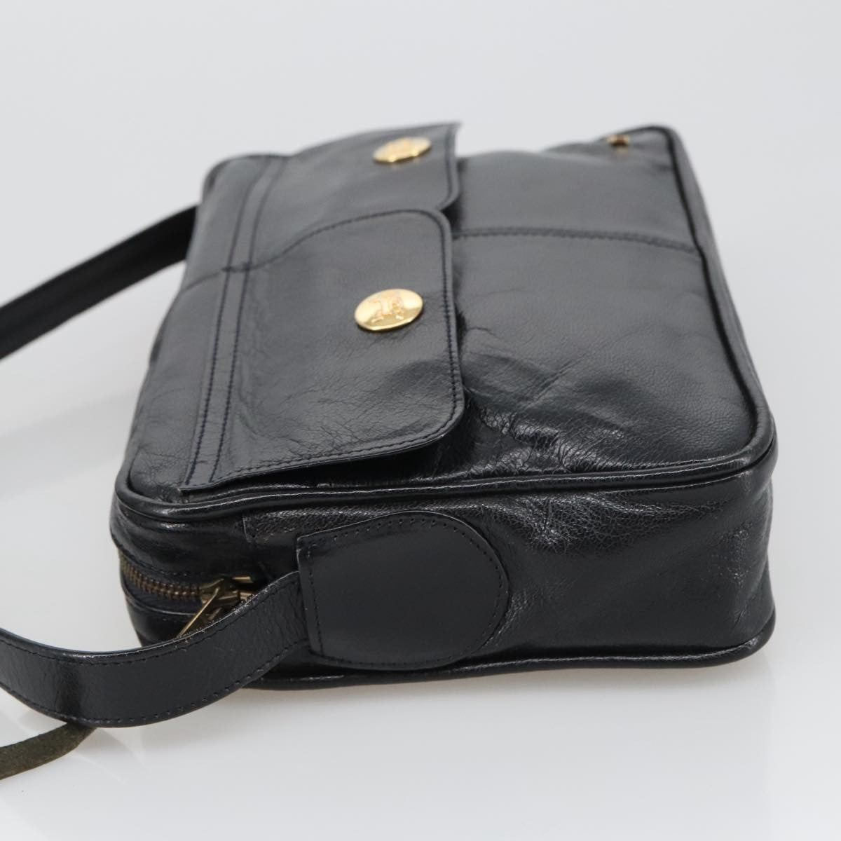 Celine Shoulder Bag Leather, BLACK, LEATHER, Shoulder bag