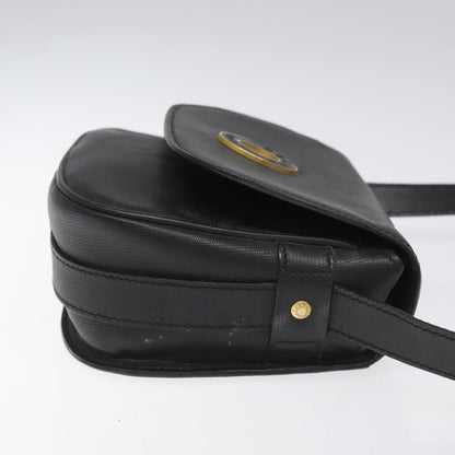 Celine Vintage Circle Logo Crossbody Bag Leather, BLACK, LEATHER, Shoulder bag