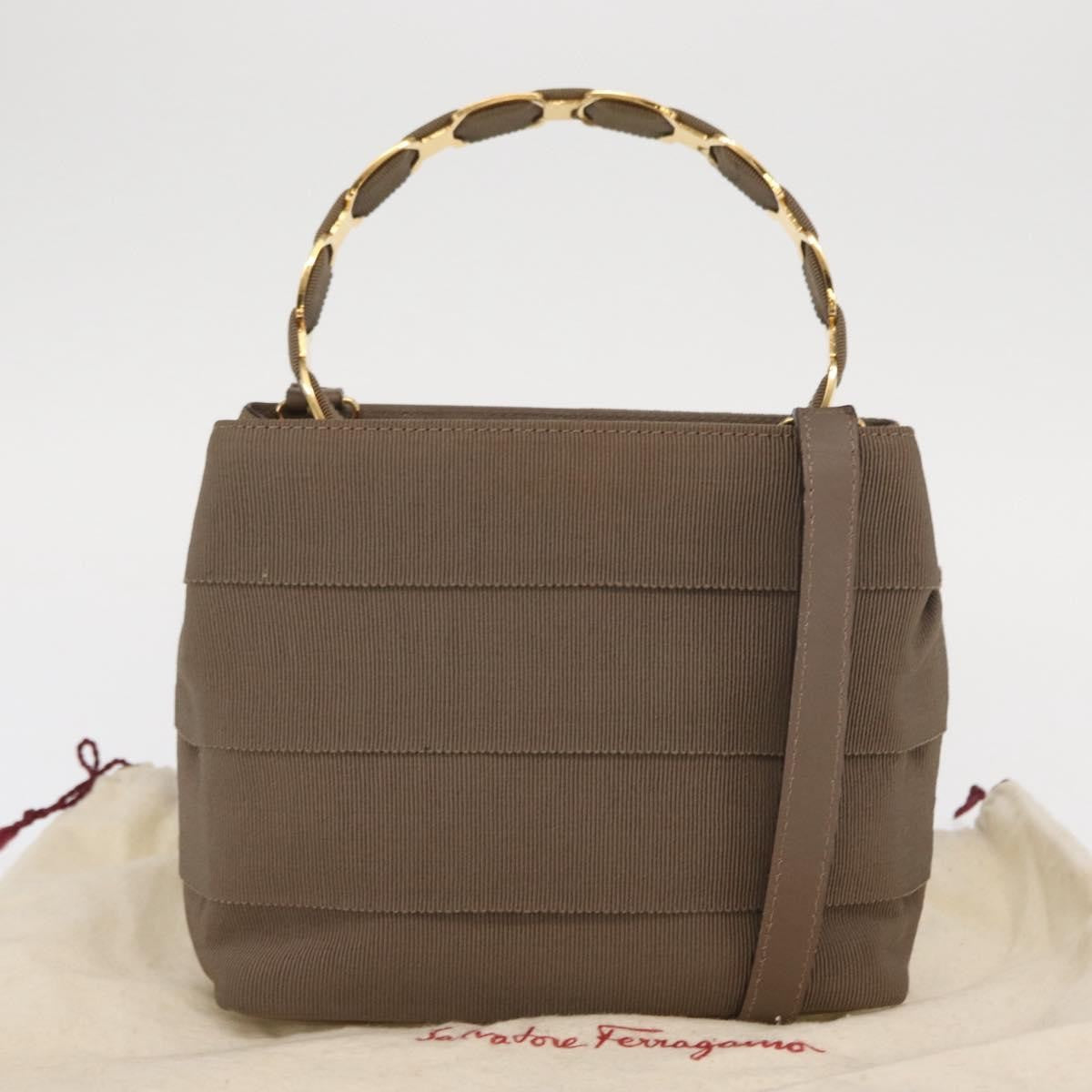 Salvatore Ferragamo Vala Handbag Canvas, BEIGE, CANVAS, Handbag