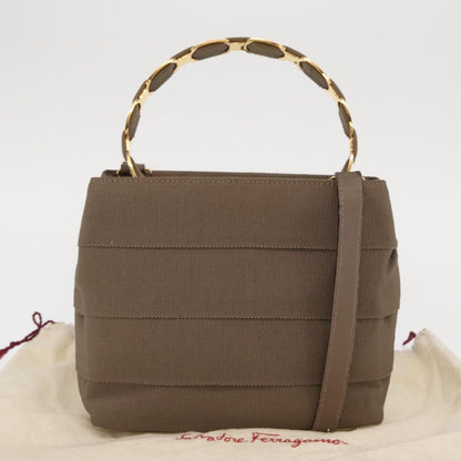 Salvatore Ferragamo Vala Handbag Canvas, BEIGE, CANVAS, Handbag