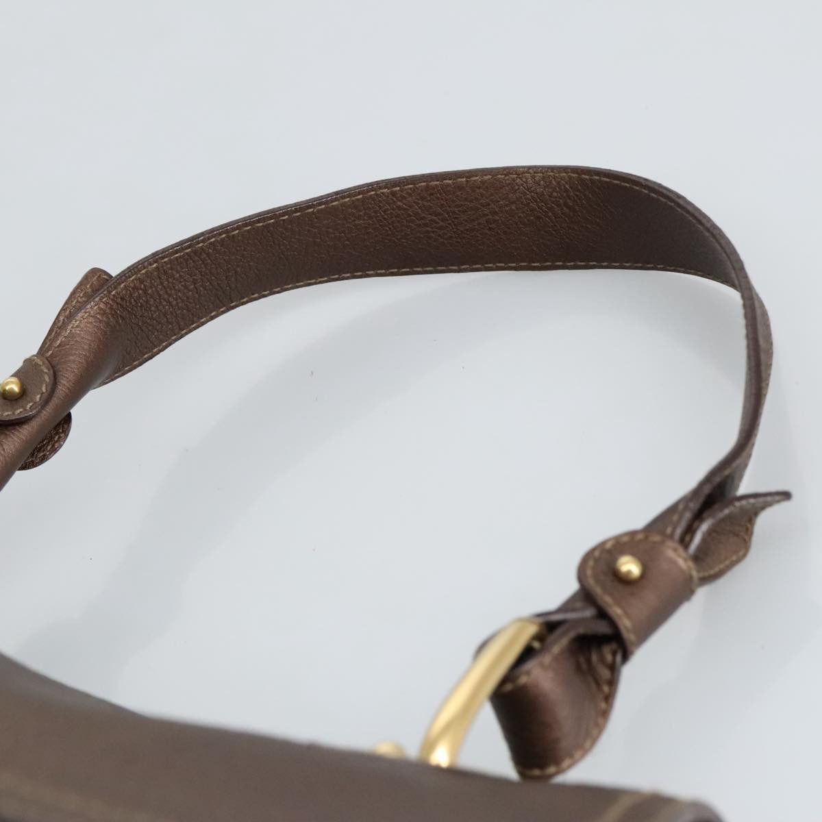 Salvatore Ferragamo Gancini handbag Leather, BROWN, LEATHER, Handbag