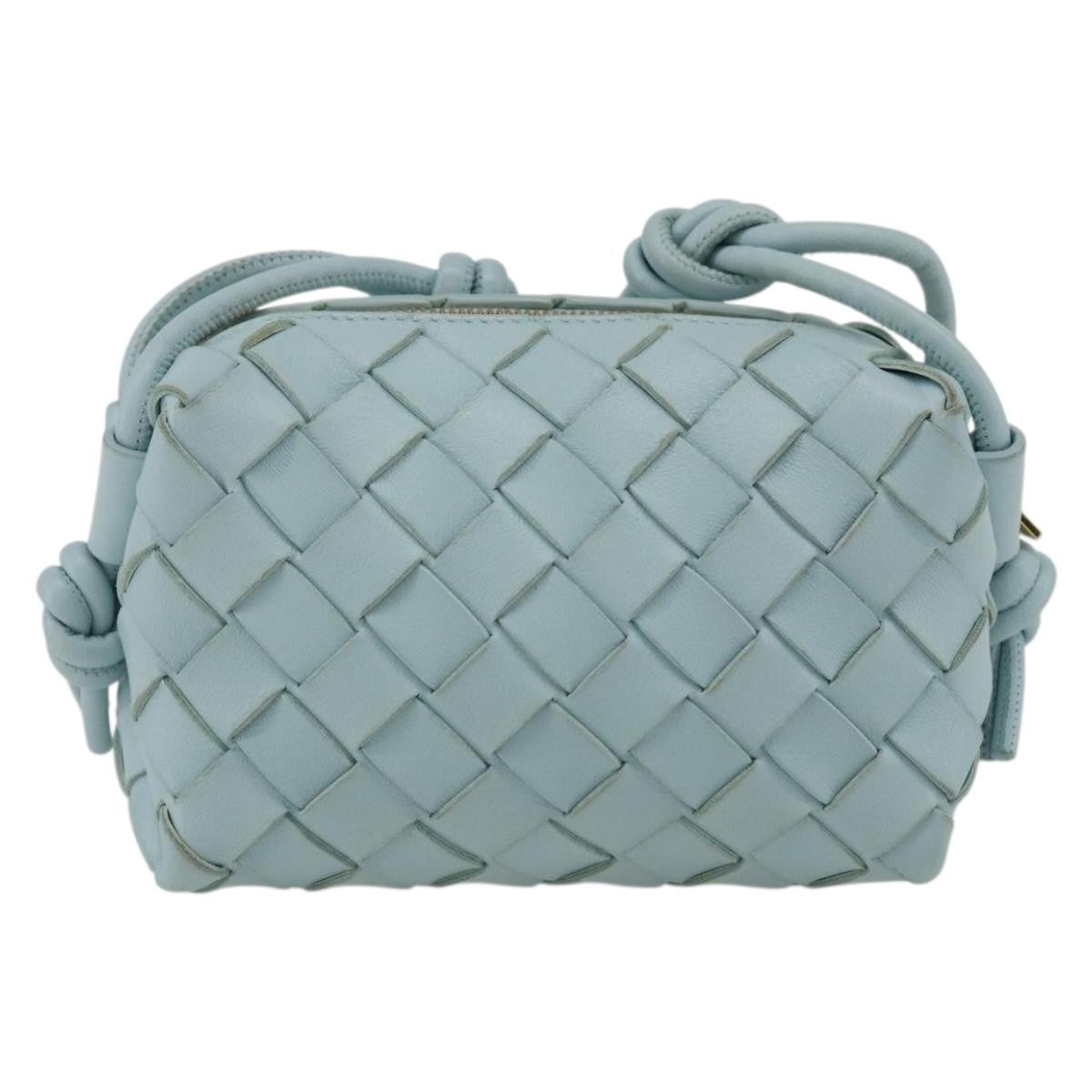 Bottega Veneta Loop Crossbody Bag Intrecciato Nappa, Blue, Leather, Shoulder Bag