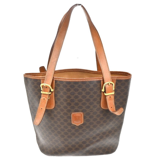 Celine Vintage Macadam Tote bag Canvas and Leather, Brown, Canvas, Tote Bag