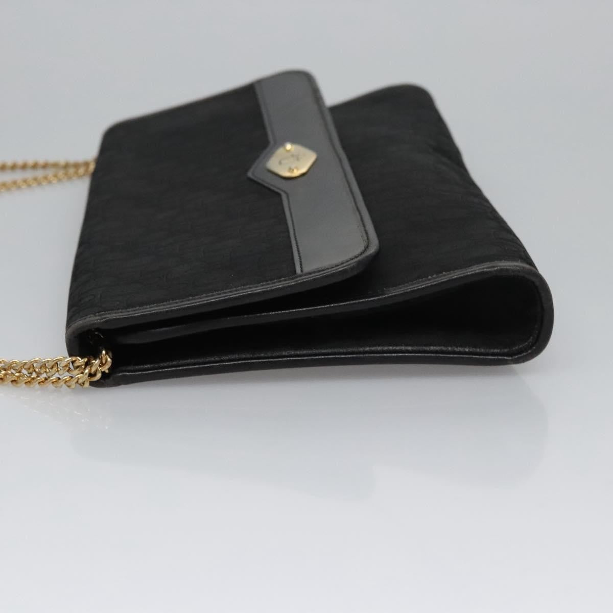 Christian Dior Vintage Chain Flap Shoulder Bag Diorissimo Canvas, BLACK, CANVAS, Shoulder bag