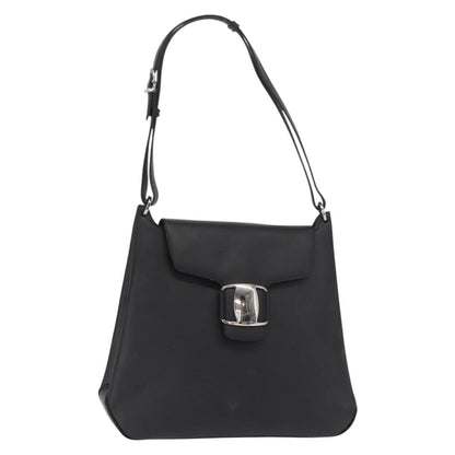 Salvatore Ferragamo Vala Shoulder Bag Leather, BLACK, LEATHER, Shoulder bag