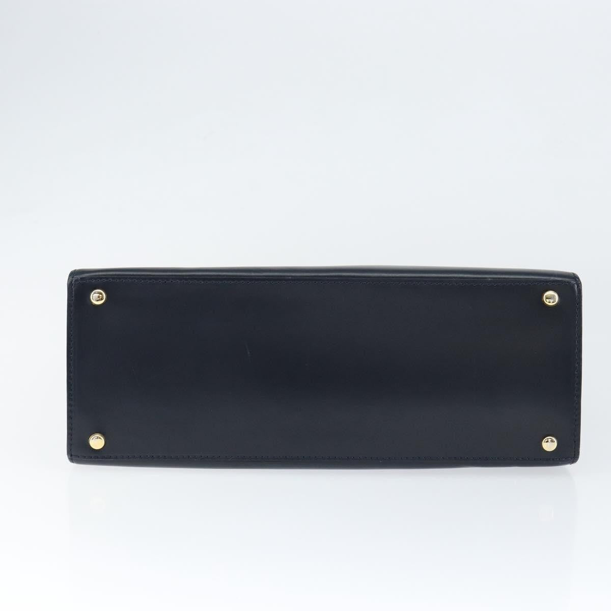 Celine Circle Logo Handbag Leather, NAVY, LEATHER, Handbag