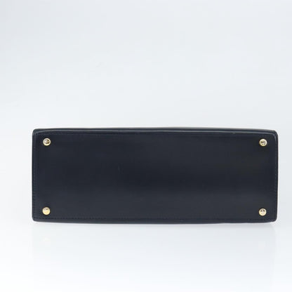 Celine Circle Logo Handbag Leather, NAVY, LEATHER, Handbag