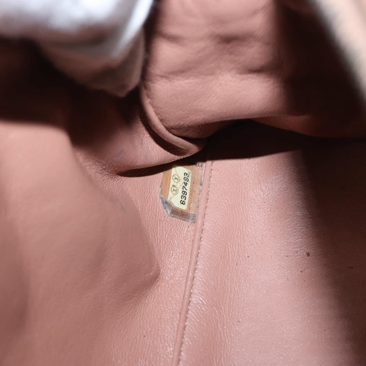 Chanel Embossed Logo Bowler Bag Quilted Caviar, BEIGE, LEATHER, Handbag