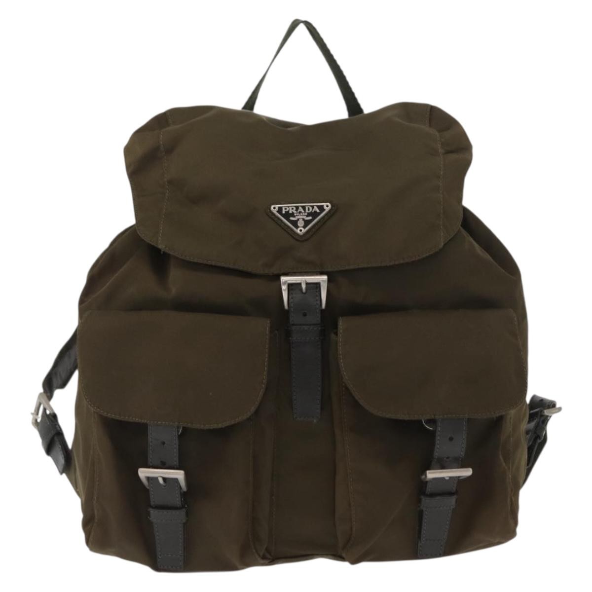 Prada Sac à dos Re-nylon nylon, KHAKI, NYLON, Backpack