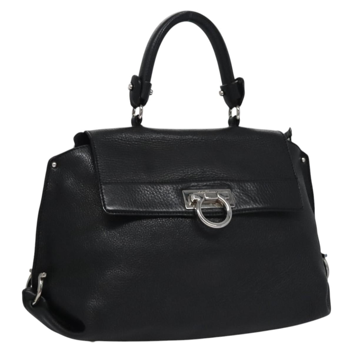 Salvatore Ferragamo Sofia Satchel Leather, BLACK, LEATHER, Handbag