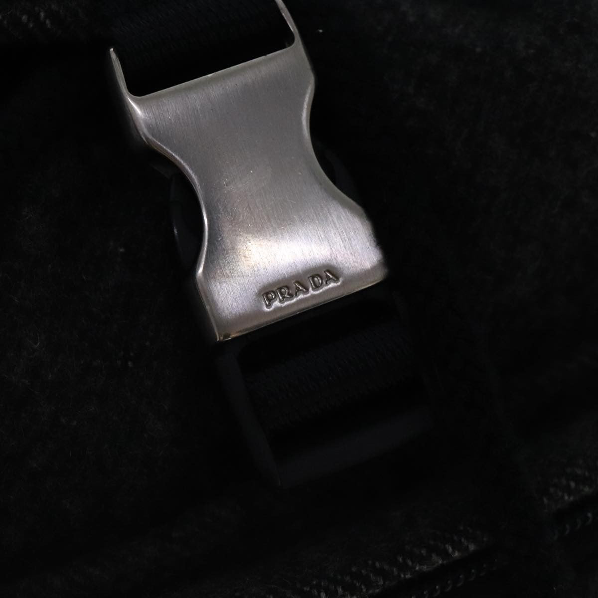 Prada Single Buckle Pocket Backpack Wool, GRAY, WOOL, Backpack