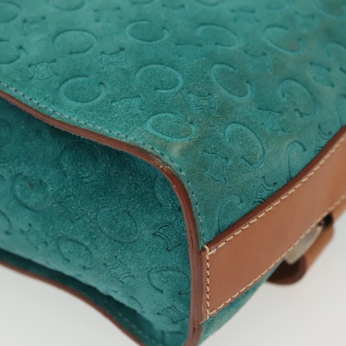 Celine Macadam Shoulder Bag Canvas, TURQUOISE, SUEDE, Shoulder bag