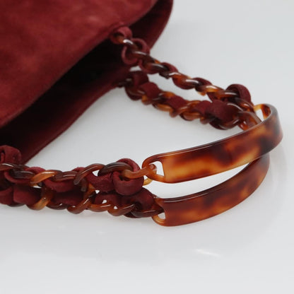 Chanel Vintage Resin Chain Tote Suede, RED, SUEDE, Tote bag