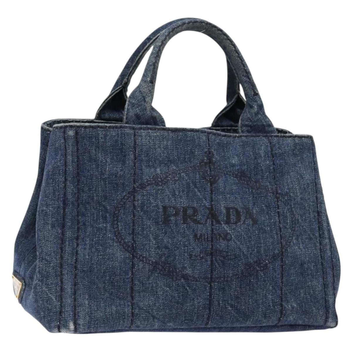 Prada Canapa Convertible Tote Denim, BLUE, DENIM_JEANS, Tote bag