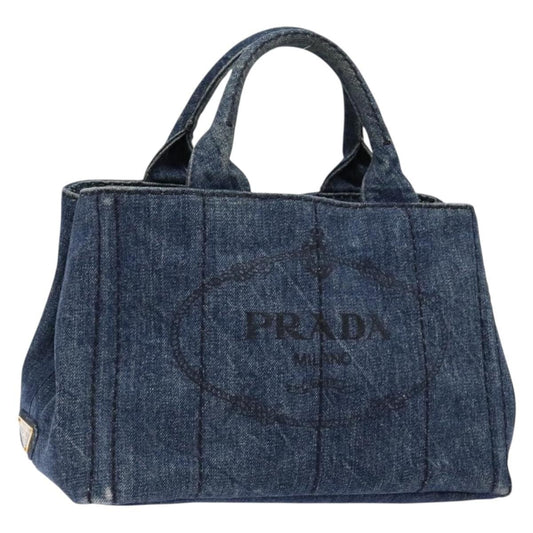 Prada Canapa Convertible Tote Denim, BLUE, DENIM_JEANS, Tote bag