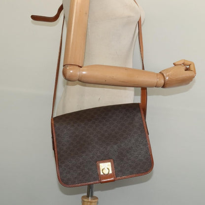 Celine Macadam Shoulder Bag PVC Leather, BROWN, CANVAS, Shoulder bag