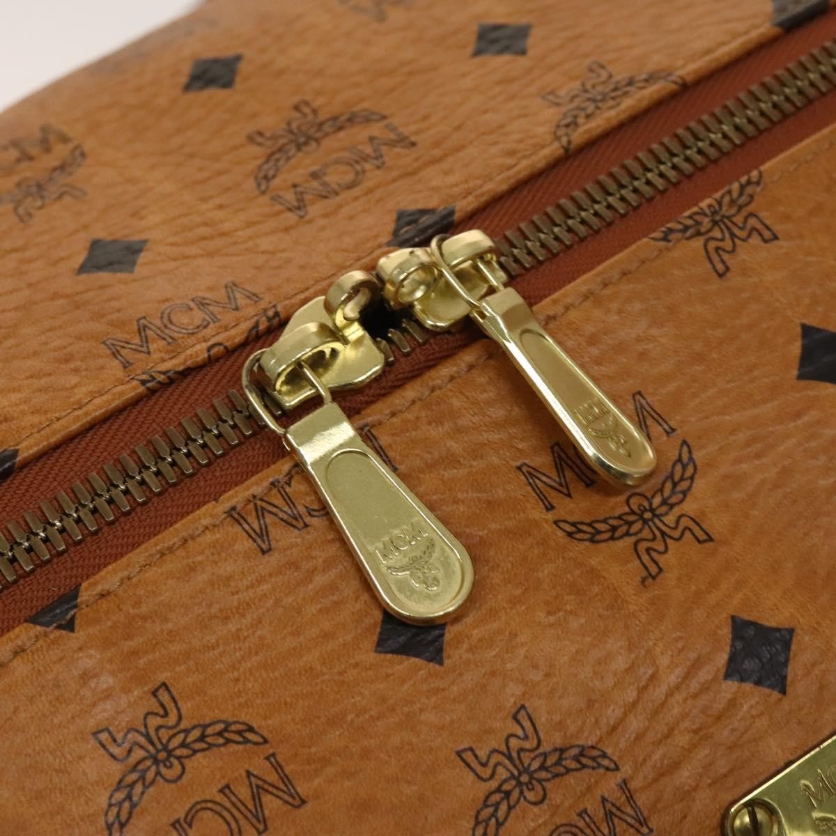 MCM Visetos Handbag Canvas and Leather, BROWN, CANVAS, Travel bag