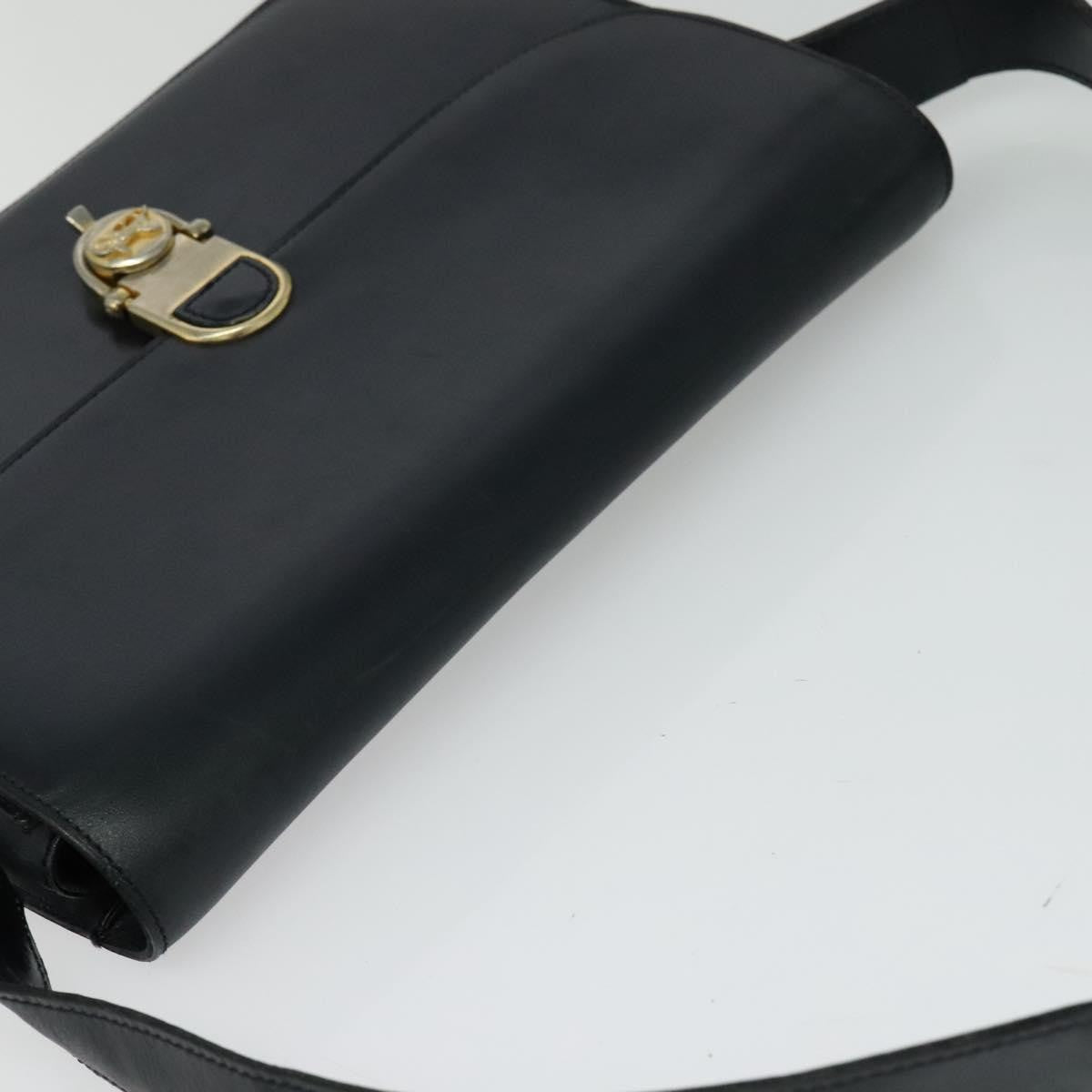 Celine Flap Shoulder Bag Leather, NAVY, LEATHER, Shoulder bag