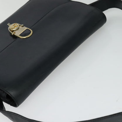 Celine Flap Shoulder Bag Leather, NAVY, LEATHER, Shoulder bag