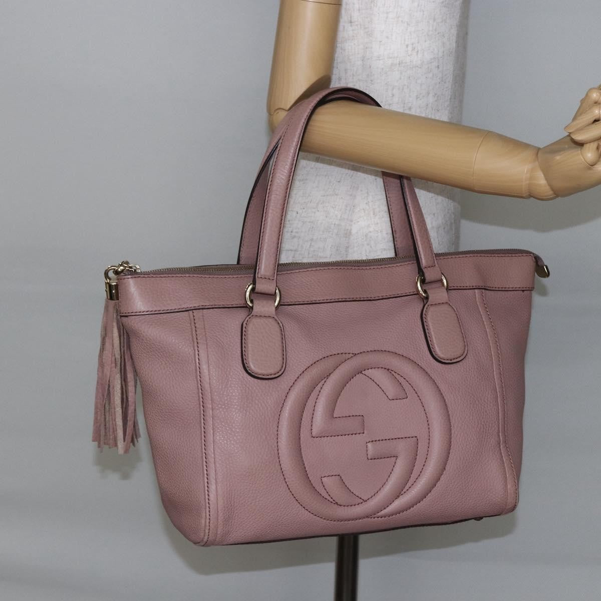 Gucci Soho Zip Tote Leather, PINK, LEATHER, Tote bag