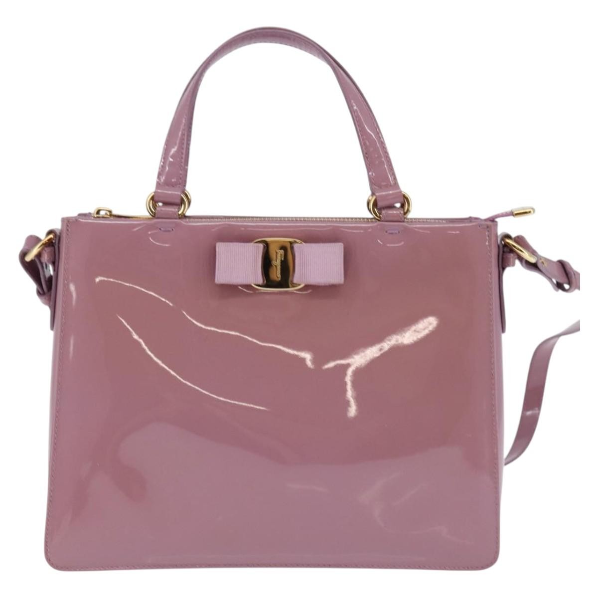 Salvatore Ferragamo Vala Handbag Patent leather, PURPLE, PATENT_LEATHER, Handbag