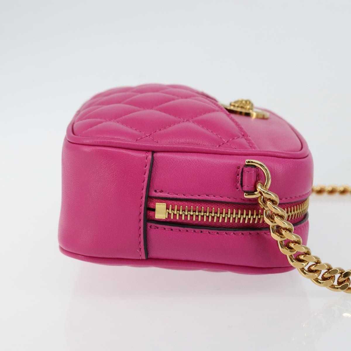 Versace Medusa Icon Front Slip Pocket Camera Bag Quilted Leather, PINK, LEATHER, Shoulder bag