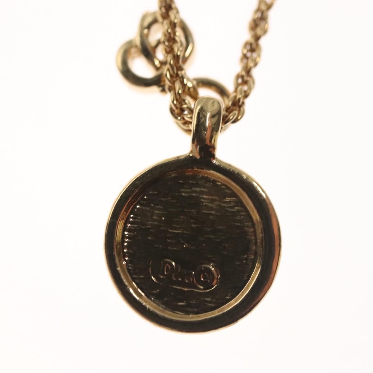 Christian Dior CD Round Pendant Necklace Metal and Crystals, GOLD, METAL, Necklace