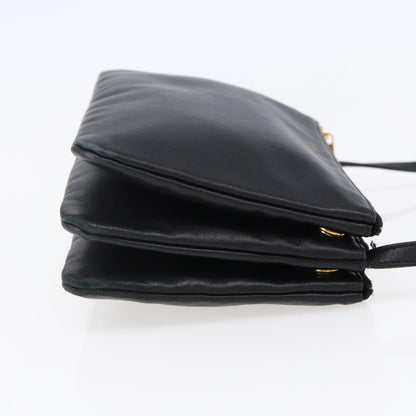 Celine Trio Crossbody Bag Leather, BLACK, LEATHER, Crossbody bag