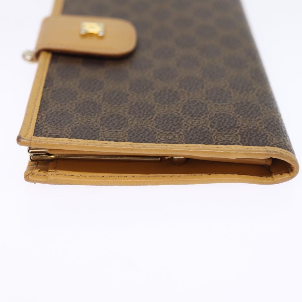 Celine Bifold Flat Wallet Leather, BROWN, CANVAS, Wallets