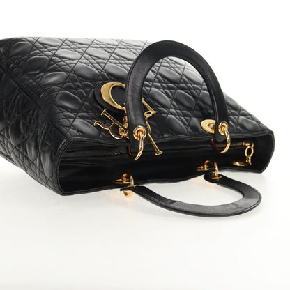 Christian Dior Vintage Lady Dior Bag Cannage Quilt Lambskin, BLACK, LEATHER, Handbag