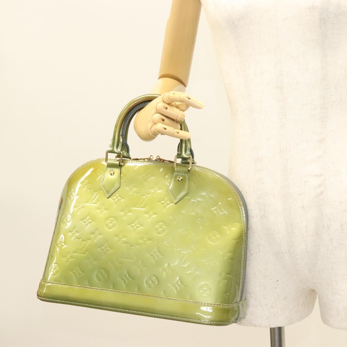 Louis Vuitton Alma Handbag Monogram Vernis, GREEN, PATENT_LEATHER, Handbag