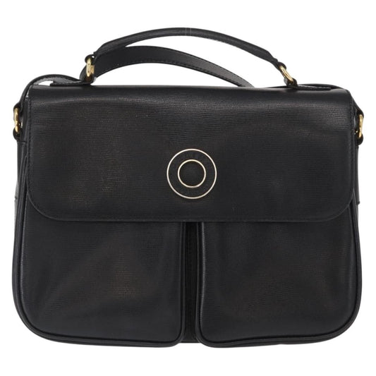 Celine Circle Logo Shoulder Bag Leather, BLACK, LEATHER, Shoulder bag