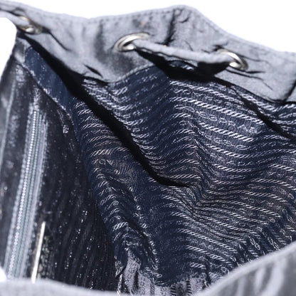 Prada Cinch Buckle Flap Backpack Tessuto with Crocodile Embossed Leather, BLACK, NYLON, Backpack