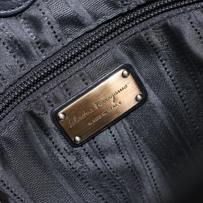 Salvatore Ferragamo Gancini handbag Leather, BLACK, LEATHER, Handbag