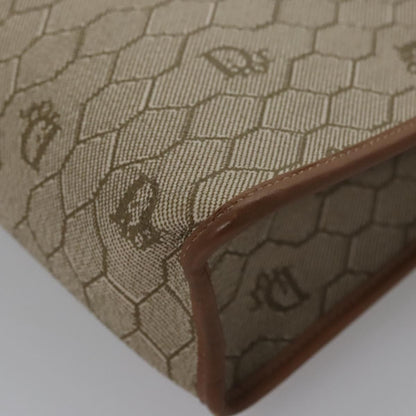 Christian Dior Vintage Honeycomb Zip Pouch Coated Canvas, BEIGE, PVC, Clutche & pouche