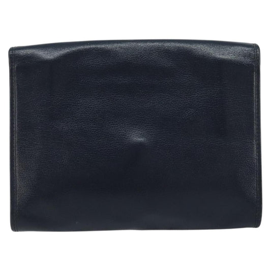 Christian Dior Vintage Chain Envelope Flap Bag Honeycomb Coated Canvas, NAVY, LEATHER, Shoulder bag